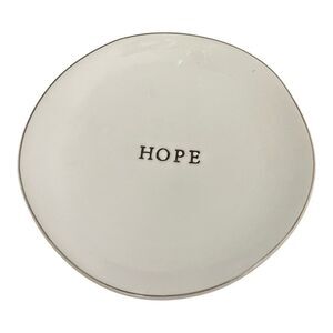 Hearth & Hand Magnolia HOPE Plate Stoneware Trinket Dish 7” White Minimalist